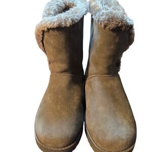 Women's 9 Brown Fur Insulated Shearling Style  Boots Shoes Suede